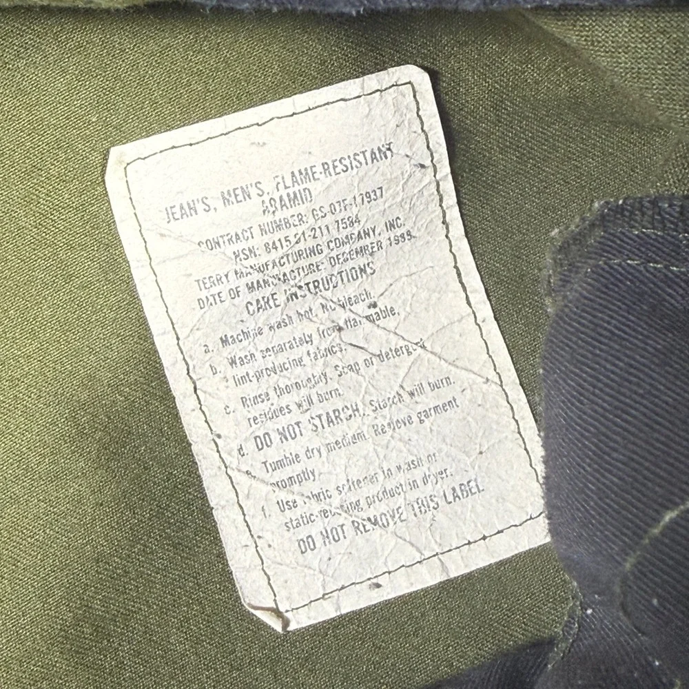 Vintage Wildland Firefighting Pants Men's 34x29 Aramid Green 1989 FSS - Picture 14 of 14